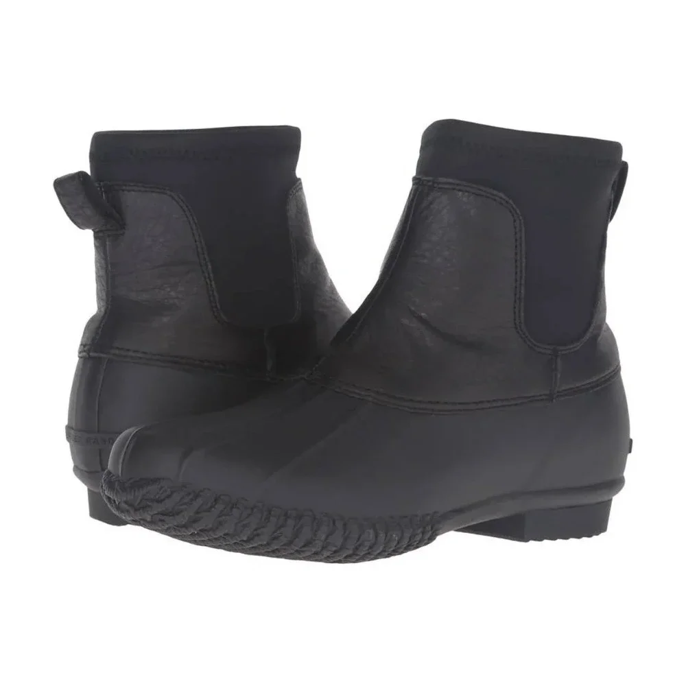 Loeffler Randall Hatley Duck Boot‎ Black Leather Size 8 GUC